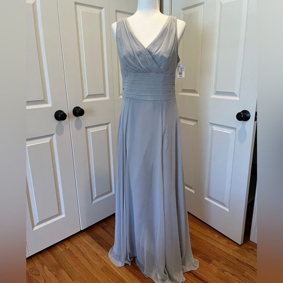 Long Chifon Surplice Tank Dress in Mystic - Picture 2 of 7
